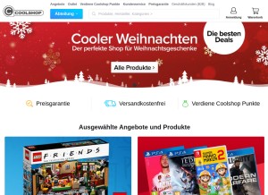 How coolshop.de looks like on a tablet such as an iPad.