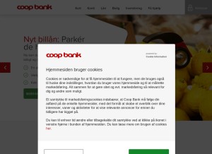 How coopbank.dk looks like on a tablet such as an iPad.
