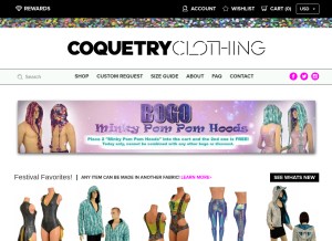 How coquetryclothing.com looks like on a tablet such as an iPad.