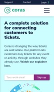 How coras.io looks like on a mobile device such as an iPhone.