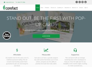 How corefact.com looks like on a tablet such as an iPad.