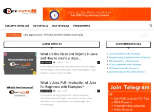 How corejavatopics.com looks like on a tablet such as an iPad.
