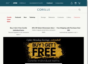 How corelle.com looks like on a tablet such as an iPad.