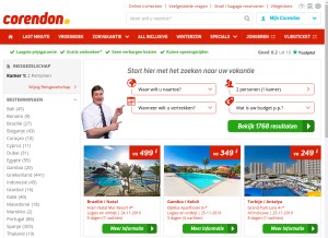 How corendon.nl looks like on a tablet such as an iPad.
