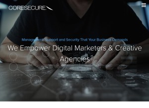 How coresecure.com looks like on a tablet such as an iPad.