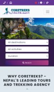 How coretreks.com looks like on a mobile device such as an iPhone.
