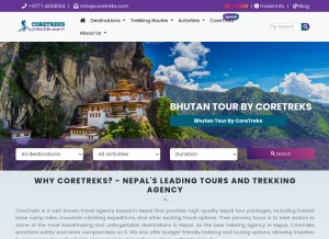 How coretreks.com looks like on a tablet such as an iPad.