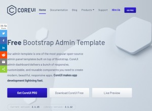 How coreui.io looks like on a tablet such as an iPad.