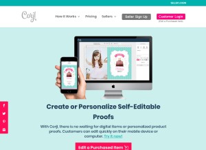 How corjl.com looks like on a tablet such as an iPad.