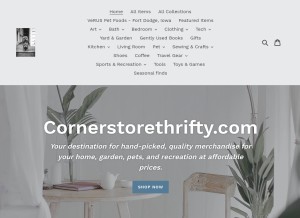 How cornerstorethrifty.com looks like on a tablet such as an iPad.
