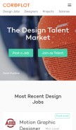 How coroflot.com looks like on a mobile device such as an iPhone.