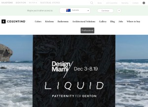 How cosentino.com looks like on a tablet such as an iPad.