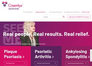 How cosentyx.com looks like on a tablet such as an iPad.