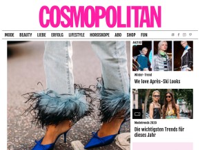 How cosmopolitan.de looks like on a tablet such as an iPad.