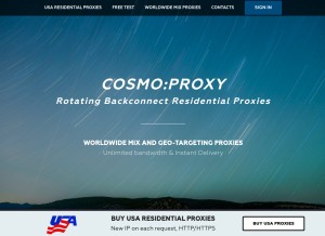 How cosmoproxy.com looks like on a tablet such as an iPad.