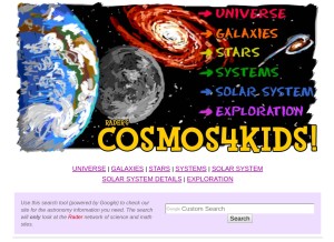 How cosmos4kids.com looks like on a tablet such as an iPad.