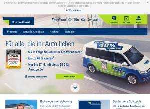 How cosmosdirekt.de looks like on a tablet such as an iPad.