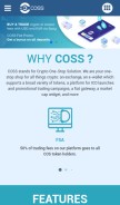 How coss.io looks like on a mobile device such as an iPhone.