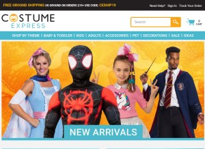 How costumeexpress.com looks like on a tablet such as an iPad.