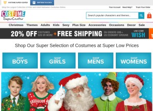 How costumesupercenter.com looks like on a tablet such as an iPad.