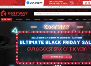 How costway.com looks like on a tablet such as an iPad.