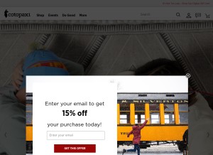 How cotopaxi.com looks like on a tablet such as an iPad.