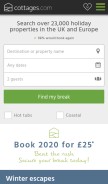 How cottages.com looks like on a mobile device such as an iPhone.