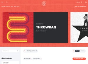 How cottonbureau.com looks like on a tablet such as an iPad.