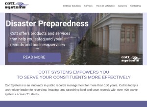 How cottsystems.com looks like on a tablet such as an iPad.