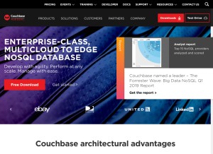 How couchbase.com looks like on a tablet such as an iPad.