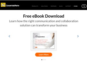 How counterpath.com looks like on a tablet such as an iPad.