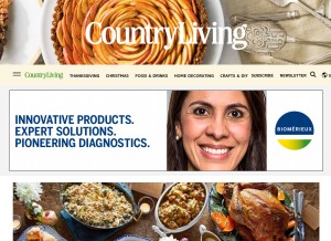 How countryliving.com looks like on a tablet such as an iPad.
