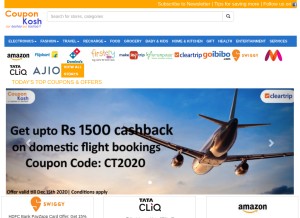 How couponkosh.in looks like on a tablet such as an iPad.