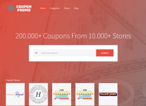 How couponpromo.org looks like on a tablet such as an iPad.