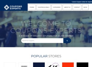 How couponsexperts.com looks like on a tablet such as an iPad.
