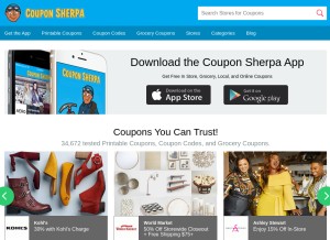 How couponsherpa.com looks like on a tablet such as an iPad.