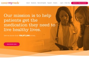 How covermymeds.com looks like on a tablet such as an iPad.