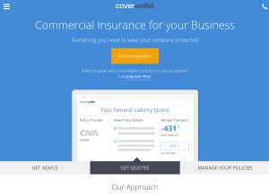 How coverwallet.com looks like on a tablet such as an iPad.