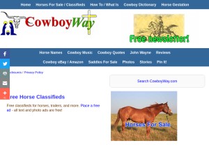 How cowboyway.com looks like on a tablet such as an iPad.