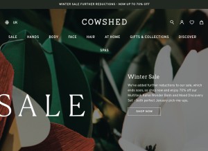 How cowshedonline.com looks like on a tablet such as an iPad.