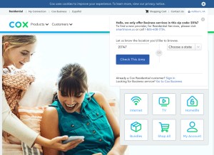 How cox.com looks like on a tablet such as an iPad.