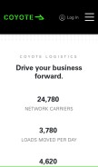 How coyote.com looks like on a mobile device such as an iPhone.