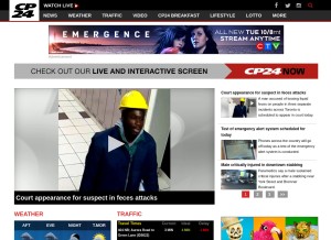 How cp24.com looks like on a tablet such as an iPad.