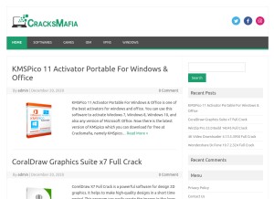 How cracksmafia.com looks like on a tablet such as an iPad.