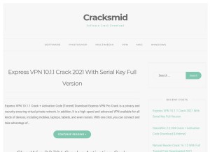 How cracksmid.com looks like on a tablet such as an iPad.