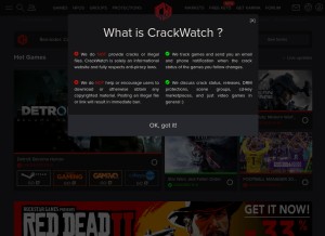 How crackwatch.com looks like on a tablet such as an iPad.