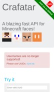 How crafatar.com looks like on a mobile device such as an iPhone.