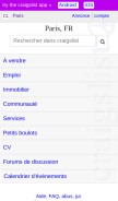 How craigslist.org looks like on a mobile device such as an iPhone.