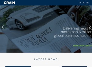 How crain.com looks like on a tablet such as an iPad.