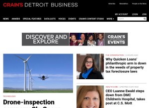 How crainsdetroit.com looks like on a tablet such as an iPad.
